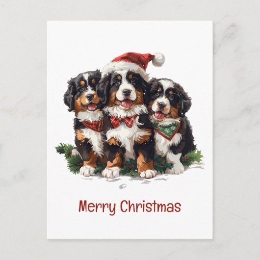 Vrolijk Kerstfeest Berner Sennenhonden Briefkaart (Voorkant)