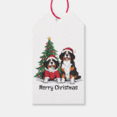 Vrolijk Kerstfeest Berner Sennenhonden Cadeaulabel (Voorkant)