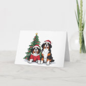 Vrolijk Kerstfeest Berner Sennenhonden Feestdagen Kaart (Voorkant)