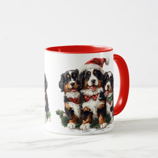 Vrolijk Kerstfeest Berner Sennenhonden Mok (Voorkant rechts)