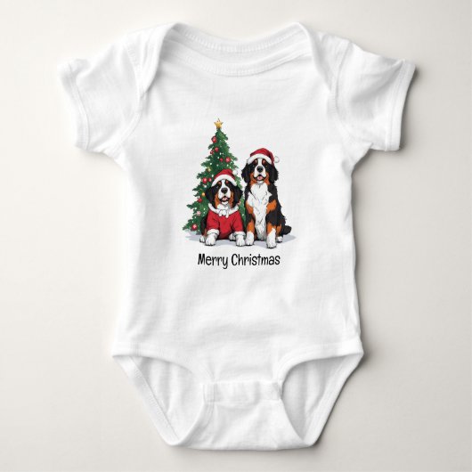 Vrolijk Kerstfeest Berner Sennenhonden Romper (Voorkant)