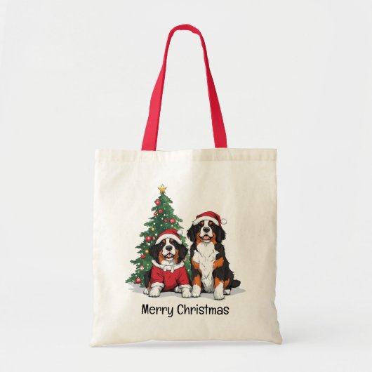 Vrolijk Kerstfeest Berner Sennenhonden Tote Bag (Voorkant)
