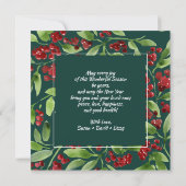 Vrolijk kerstfeest. Berry Branches flat-fotokaarte Kaart (Achterkant)