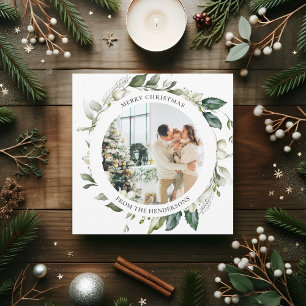 Vrolijk kerstfeest Berry Wreath Photo Holiday Kaar Feestdagenkaart