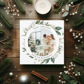 Vrolijk kerstfeest Berry Wreath Photo Holiday Kaar Feestdagenkaart