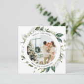 Vrolijk kerstfeest Berry Wreath Photo Holiday Kaar Feestdagenkaart (Staand voorkant)