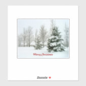 Vrolijk kerstfeest, besneeuwde bomen, sticker (Vel)