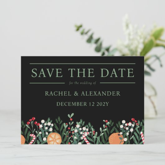 Vrolijk kerstfeest bespaart u de datumkaart save the date (Staand voorkant)