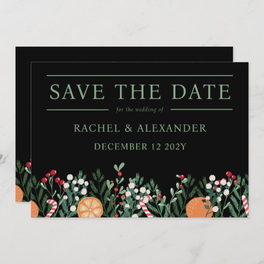 Vrolijk kerstfeest bespaart u de datumkaart save the date (Voorkant / Achterkant)