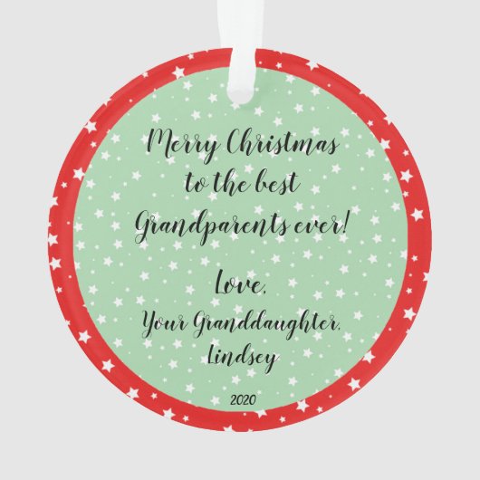 Vrolijk kerstfeest Beste grootouders ooit | Foto Ornament (achterkant)