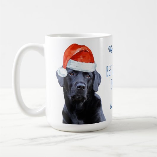Vrolijk kerstfeest beste labrador papa ooit zwart koffiemok (Links)