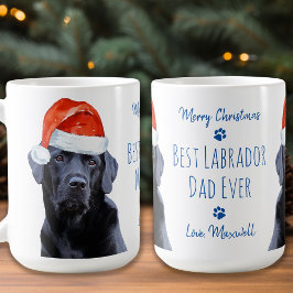 Vrolijk kerstfeest beste labrador papa ooit zwart koffiemok