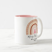 Vrolijk kerstfeest Beste leraar Overboege Regenboo Tweekleurige Koffiemok (Voorkant rechts)