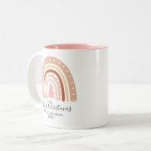 Vrolijk kerstfeest Beste leraar Overboege Regenboo Tweekleurige Koffiemok (Voorkant links)