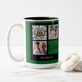 Vrolijk Kerstfeest Beste Papa Ooit Fotocollage Tweekleurige Koffiemok