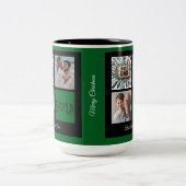 Vrolijk Kerstfeest Beste Papa Ooit Fotocollage Tweekleurige Koffiemok (Center)