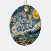 Vrolijk kerstfeest Beste wensen 2014 Sterrennacht  Keramisch Ornament (Rechts)