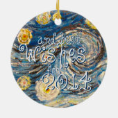 Vrolijk kerstfeest Beste wensen 2014 Sterrennacht  Keramisch Ornament (Achterkant)