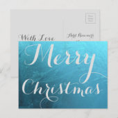 Vrolijk kerstfeest Bevroren Ice Blue Typografie Feestdagenkaart (Voorkant / Achterkant)