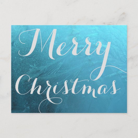 Vrolijk kerstfeest Bevroren Ice Blue Typografie Feestdagenkaart (Voorkant)