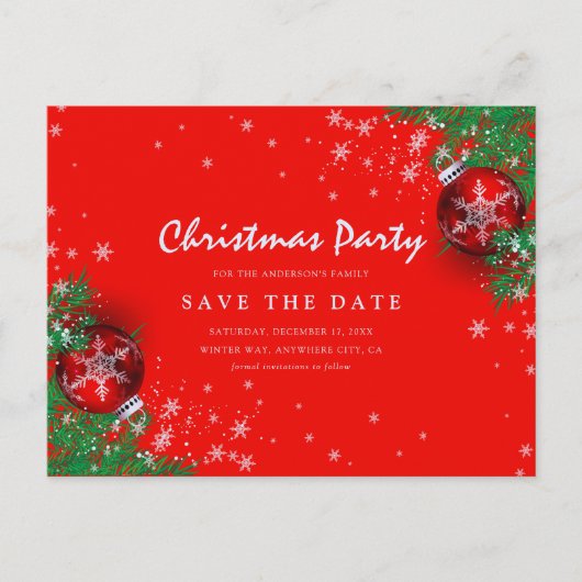 Vrolijk kerstfeest Bewaar de datum Uitnodiging Briefkaart (Voorkant)