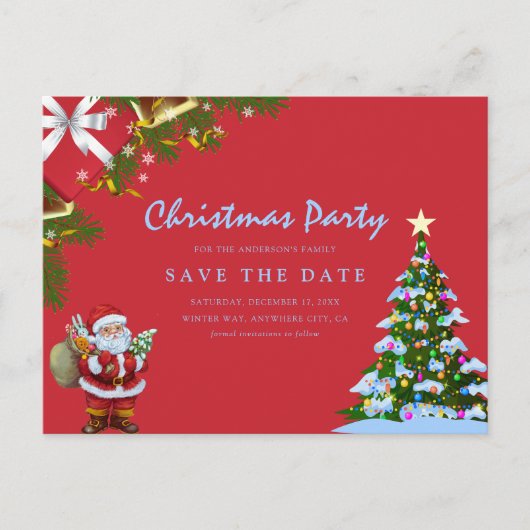 Vrolijk kerstfeest Bewaar de datum Uitnodiging Briefkaart (Voorkant)