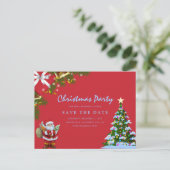 Vrolijk kerstfeest Bewaar de datum Uitnodiging Briefkaart (Staand voorkant)