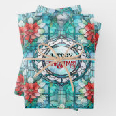 "Vrolijk kerstfeest!" bewerkbare slogan Inpakpapier Vel (In situ)