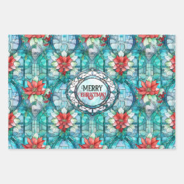 "Vrolijk kerstfeest!" bewerkbare slogan Inpakpapier Vel