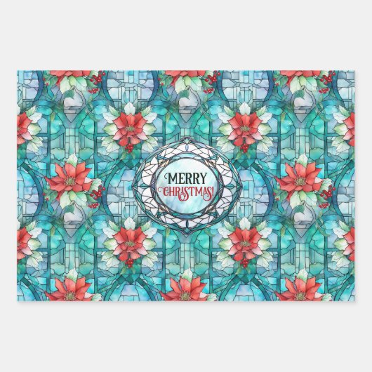 "Vrolijk kerstfeest!" bewerkbare slogan Inpakpapier Vel (Voorkant)