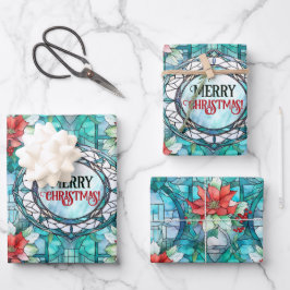 "Vrolijk kerstfeest!" bewerkbare slogan Inpakpapier Vel