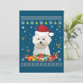 Vrolijk kerstfeest Bichons Frise Dog Ugly Sweater Bedankkaart (Staand voorkant)