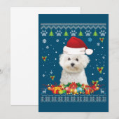 Vrolijk kerstfeest Bichons Frise Dog Ugly Sweater Bedankkaart (Voorkant / Achterkant)