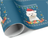 Vrolijk kerstfeest Bichons Frise Dog Ugly Sweater Cadeaupapier (Rol Hoek)