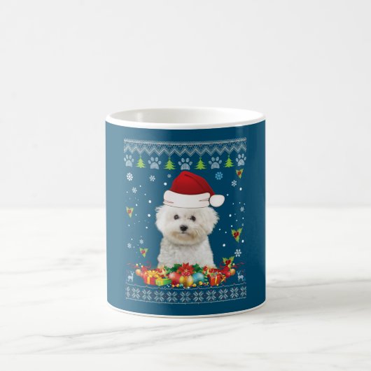 Vrolijk kerstfeest Bichons Frise Dog Ugly Sweater Koffiemok (Center)