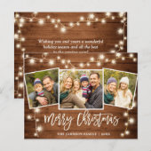 Vrolijk kerstfeest, bijtend 3 fotofotomeistekaart briefkaart (Voorkant / Achterkant)