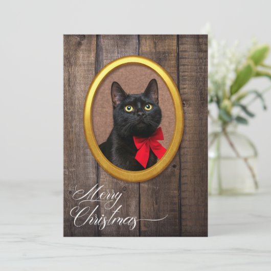 Vrolijk kerstfeest bijtend Lijst met Cute Golden V Feestdagenkaart (Staand voorkant)