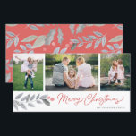 Vrolijk kerstfeest bijtende Floral 3 Foto Collage Feestdagenkaart<br><div class="desc">Verspreid vrolijk met dit elegante ontwerp met een 3 fotocollage,  winterfloralen en zegt "Vergroente Kerstmis" in een modern penseelscript.</div>