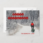 Vrolijk kerstfeest - Biker die de boom mee naar hu Feestdagenkaart (Voorkant / Achterkant)