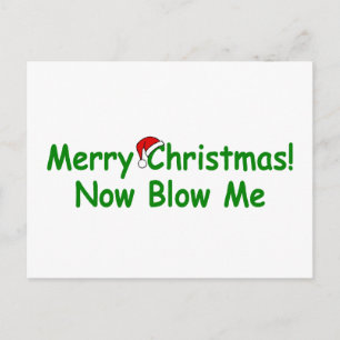 Vrolijk kerstfeest blaast me nu feestdagenkaart