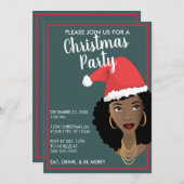 Vrolijk kerstfeest! Black Woman Santa Hat, Blauwgr (Voorkant / Achterkant)