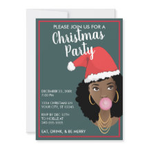 Vrolijk kerstfeest! Black Woman Santa Hat, Blauwgr