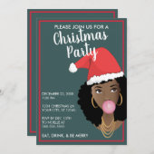 Vrolijk kerstfeest! Black Woman Santa Hat, Blauwgr (Voorkant / Achterkant)