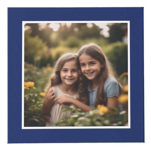 Vrolijk Kerstfeest Blauw Custom Photo Kubus (Rechts)