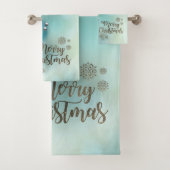 Vrolijk kerstfeest, blauw kerstballen bad handdoek (Insitu)