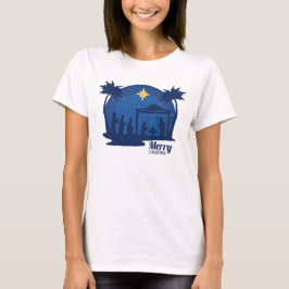 Vrolijk Kerstfeest Blauw T-shirt