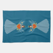 Vrolijk Kerstfeest Blauwe Engel Sterren Red Heart  Theedoek (Horizontaal)