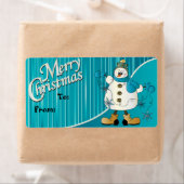 Vrolijk Kerstfeest Blauwe Sneeuwman Gift Labels (Insitu)