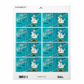 Vrolijk Kerstfeest Blauwe Sneeuwman Gift Labels (Full Sheet)