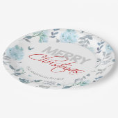 Vrolijk kerstfeest | Blauwe Waterverf Floral Papieren Bordje (Gekanteld)